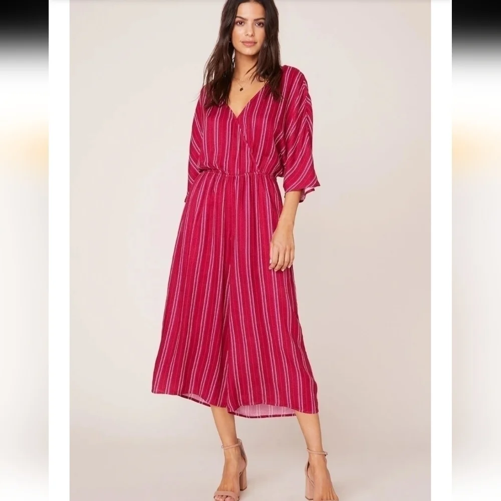 NWT JACK Pin-Stripe Jumpsuit in Lipstick Red Size XSMALL